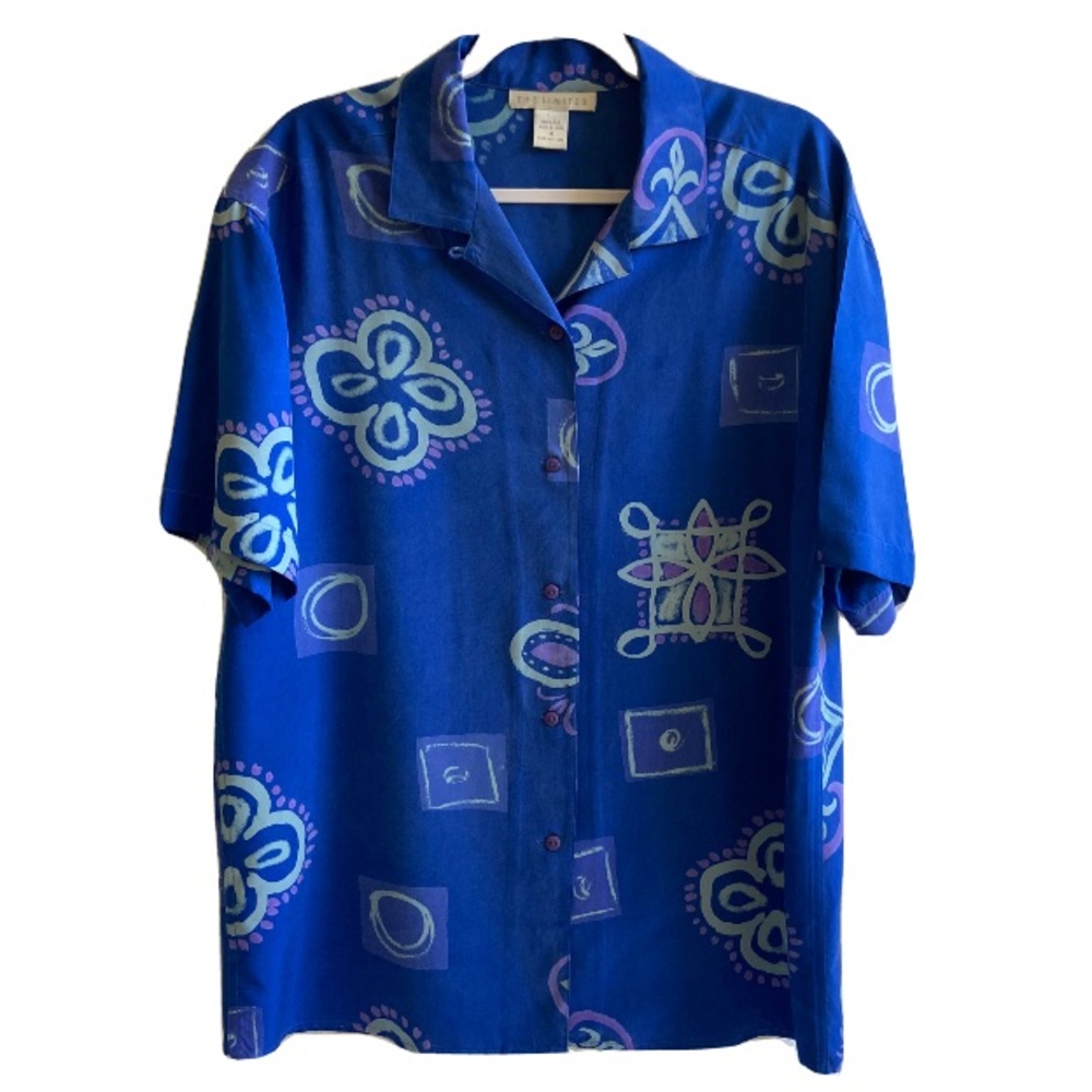Vintage The Limited 100% Silk 90’s Blue Blouse Size Medium